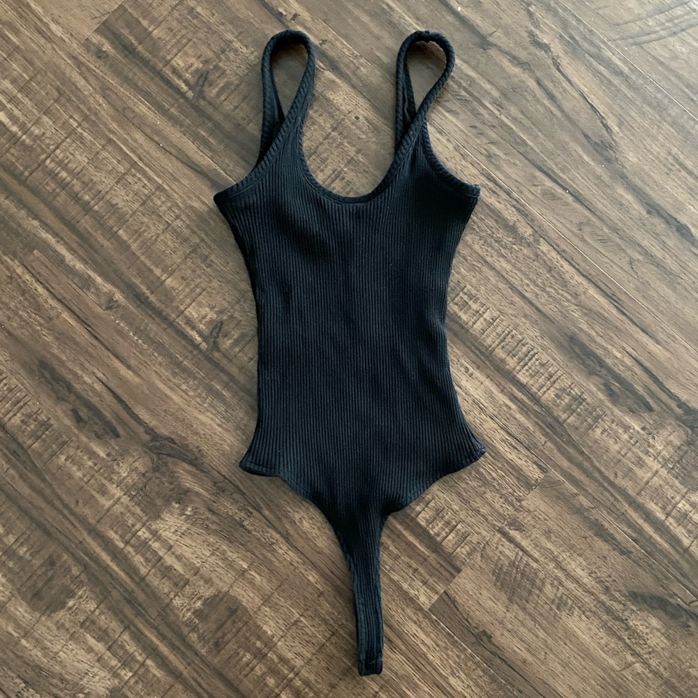 Articles of Society Black Ribbed Bodysuit Tank